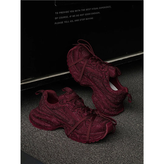 Damen Chunky Plateau-Sneaker mit gewellter Profilsohle und glitzernder Mesh-Optik Shop Nory