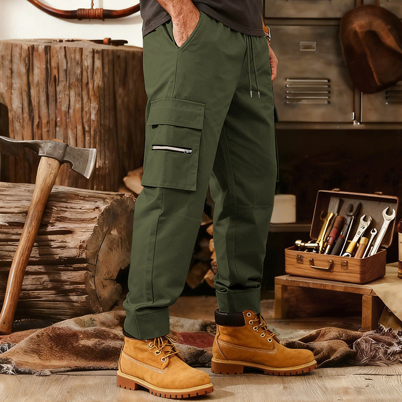 Herren Cargo-Jogginghose mit Multifunktionalen Reißverschluss-Taschen & Elastischem Bündchen Shop Nory