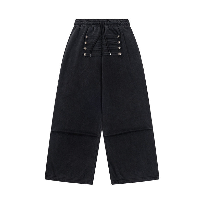 Damen Weite Culotte-Hose mit hohem Gummibund, Kordelzug und dekorativer Knopfblende Shop Nory