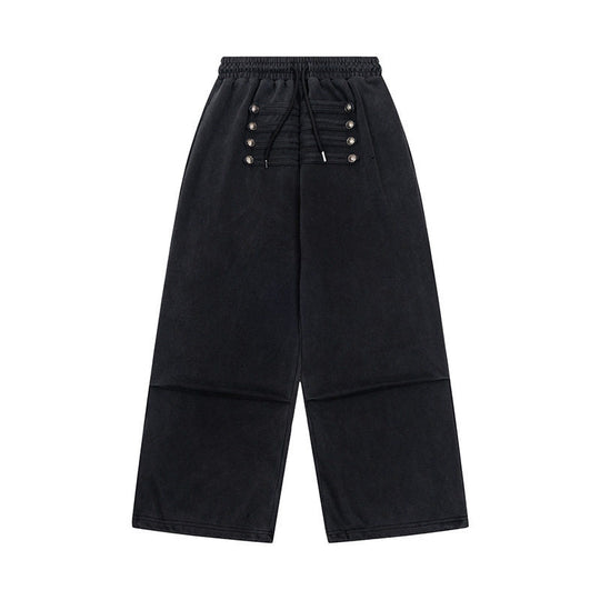 Damen Weite Culotte-Hose mit hohem Gummibund, Kordelzug und dekorativer Knopfblende Shop Nory