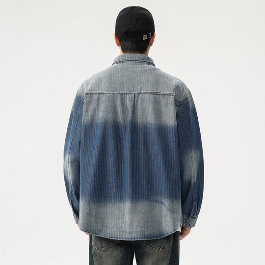Herren Overshirt aus Denim mit Kontrastärmeln und leichter Used-Waschung Shop Nory