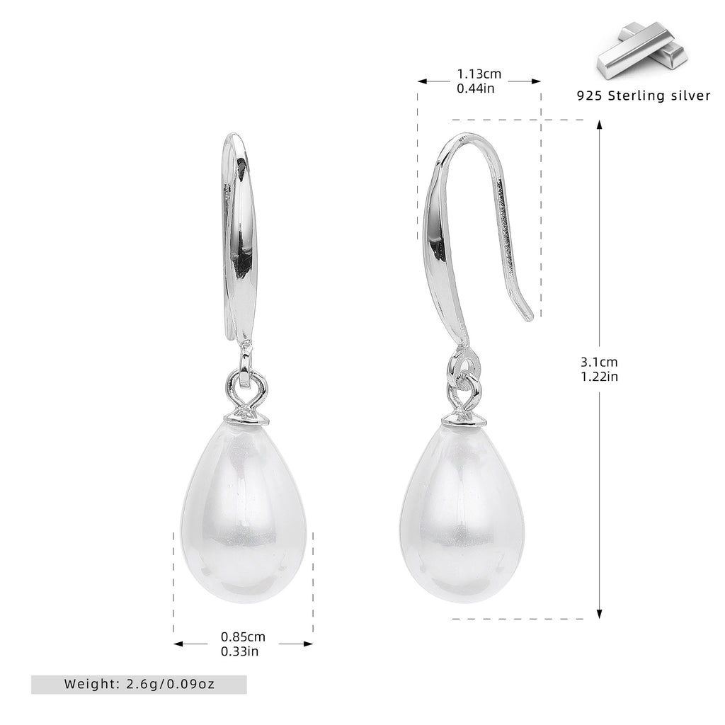 Damen Ohrringe mit eleganten Tropfenperlen aus hochwertigem 925 Sterling Silber Shop Nory