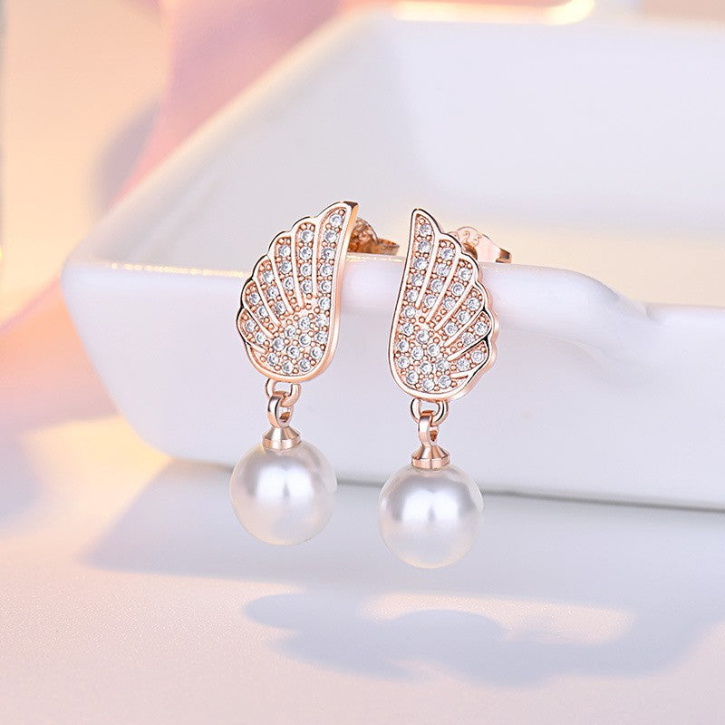 Damen Elegante Ohrringe mit Perlen und Kristallen Shop Nory