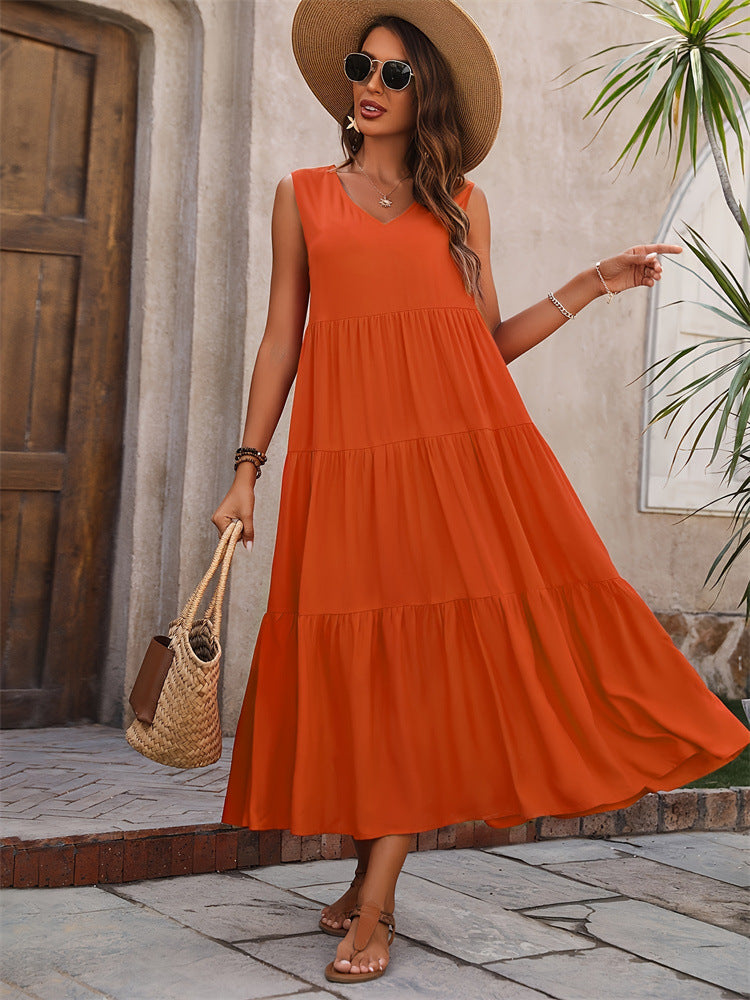 Spleißkleid mit V-Ausschnitt