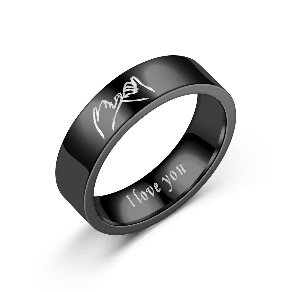 Herren Ring mit eingraviertem Liebessymbol und glänzender Oberflächenstruktur Shop Nory