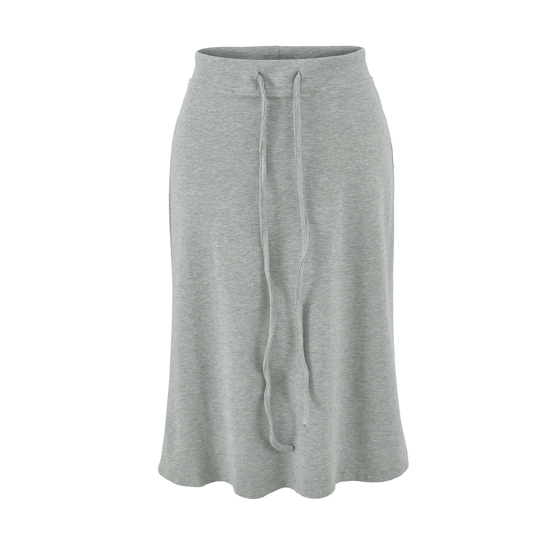 Damen Jersey-Midirock mit hohem Bund, Tunnelzug und A-Linien-Schnitt Shop Nory