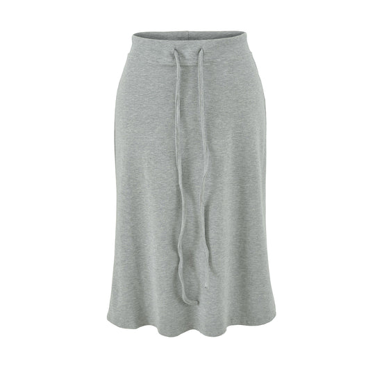 Damen Jersey-Midirock mit hohem Bund, Tunnelzug und A-Linien-Schnitt Shop Nory