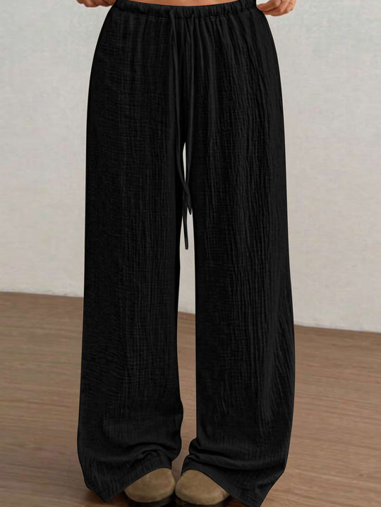 Damen Fließende Baumwoll‑Gauze Palazzohose mit elastischem Bund und Kordelzug Shop Nory