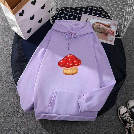 Damen nan leichter Oversize Kapuzenpullover mit Herz‑EKG‑Motiv, langen Kordeln und elastischem Bund Shop Nory
