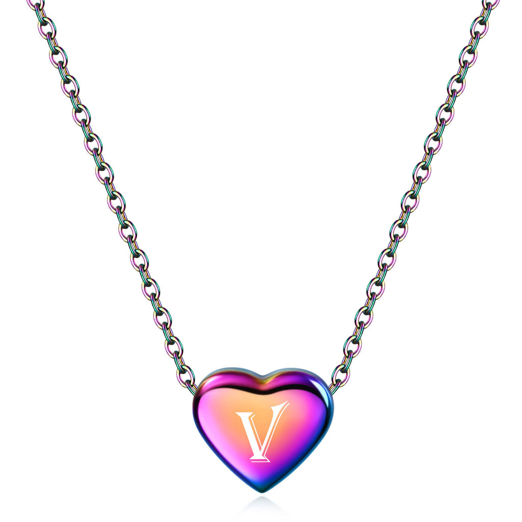 Damen Halskette mit herzförmigem Anhänger und multichromatischer Oberfläche Shop Nory