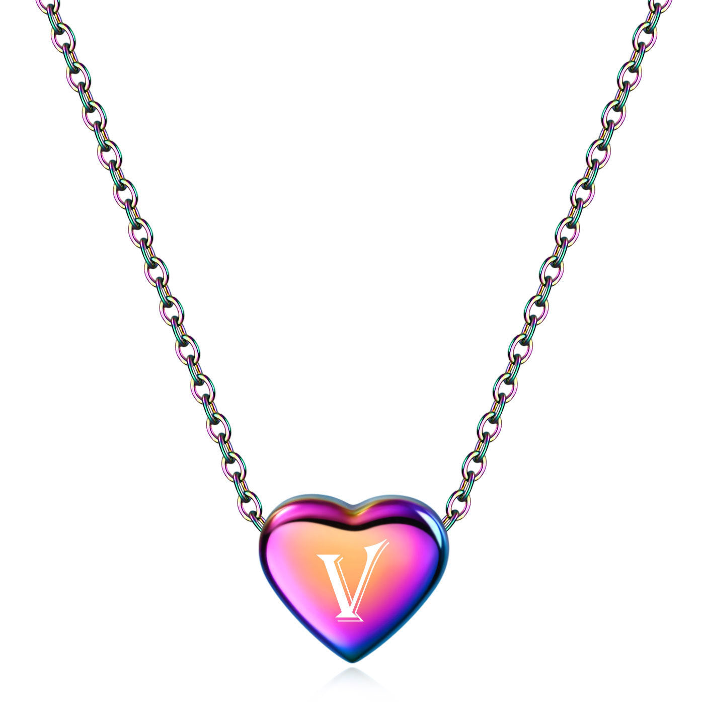 Damen Halskette mit herzförmigem Anhänger und multichromatischer Oberfläche Shop Nory