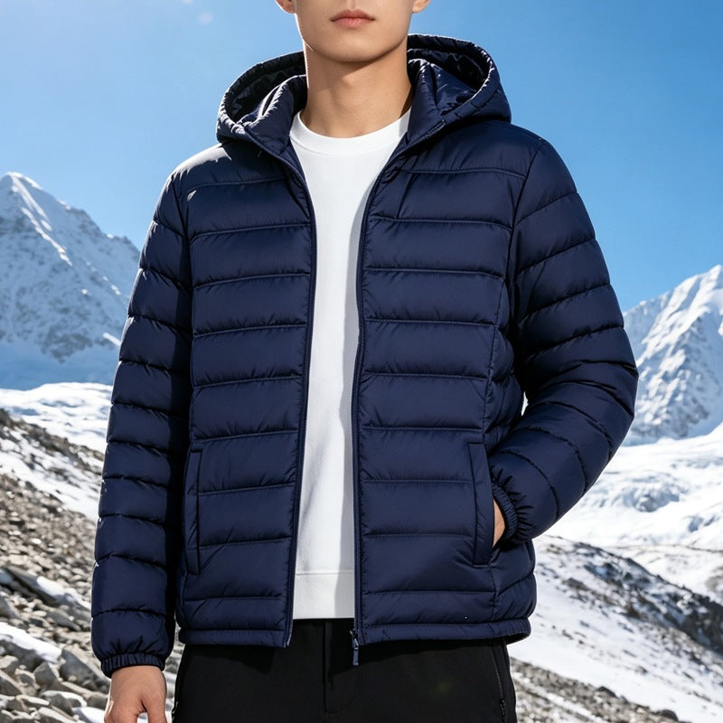 Herren Wattierte leichte Kapuzensteppjacke mit Thermofüllung und durchgehendem Reißverschluss Shop Nory
