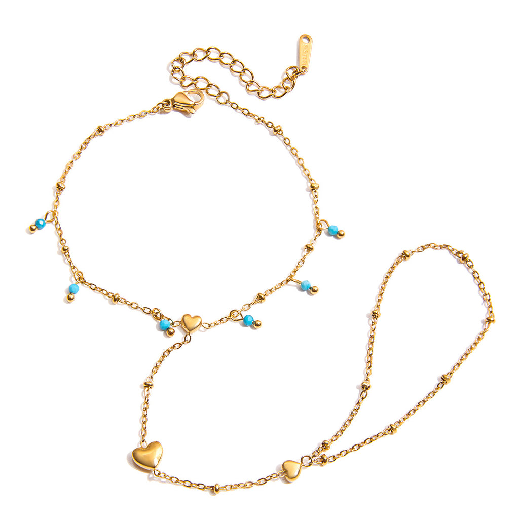 Damen Armband mit zarten Herzen und bunten Perlenakzenten Shop Nory