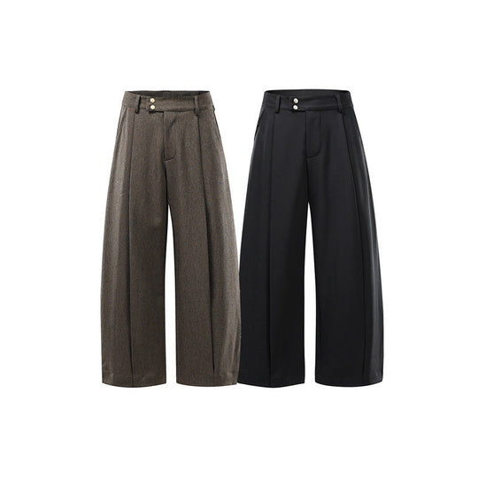 Damen Hochtaillierte Culotte-Hose mit Mittelnaht, Bügelfalte und Doppelknopfbund Shop Nory
