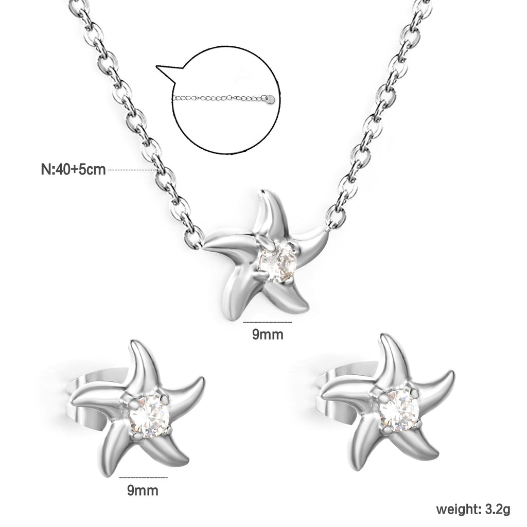 Damen Schmuckset mit eleganten Sternengarten-Anhängern aus hochwertigem Edelstahl Shop Nory