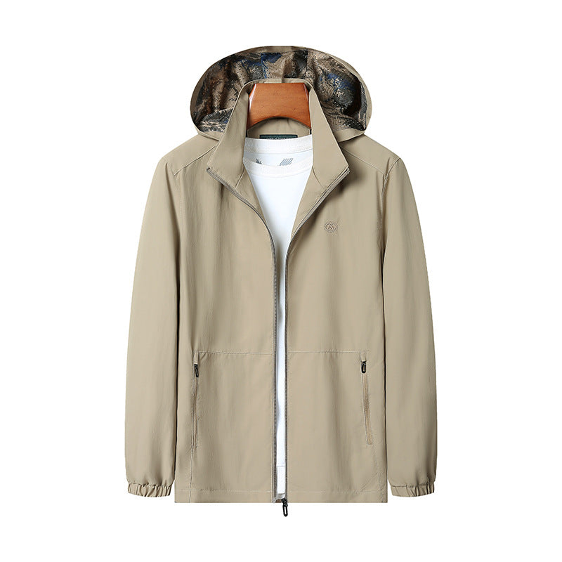Herren Leichte Kapuzen-Shelljacke mit wasserabweisender Mikrofaser und verdeckten Reißverschlusstaschen Shop Nory