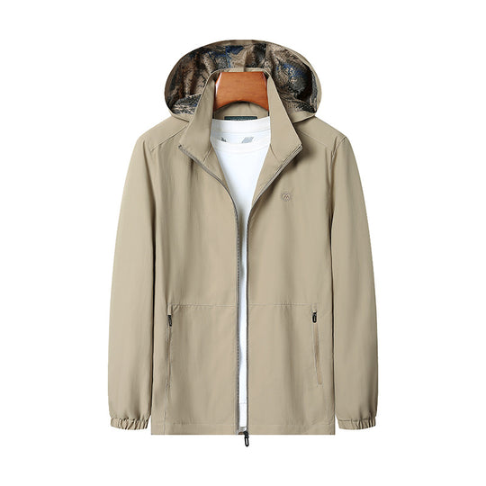 Herren Leichte Kapuzen-Shelljacke mit wasserabweisender Mikrofaser und verdeckten Reißverschlusstaschen Shop Nory