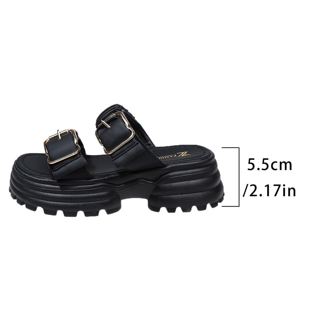 Damen komfortable Plateau-Sandalen mit dekorativen Riemen und ergonomischer Sohle