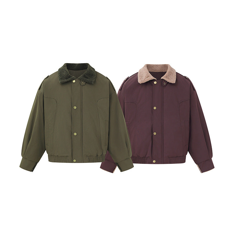 Damen Kurz geschnittener Boxy‑Blouson mit Teddykragen und Schulterlaschen Shop Nory
