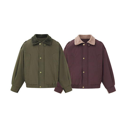 Damen Kurz geschnittener Boxy‑Blouson mit Teddykragen und Schulterlaschen Shop Nory