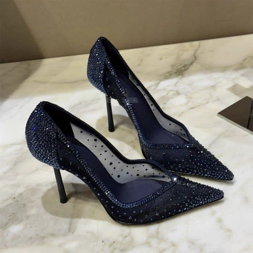 Damen Transparente Mesh‑Stiletto‑Pumps mit spitzer Zehenpartie und Strassbesatz Shop Nory