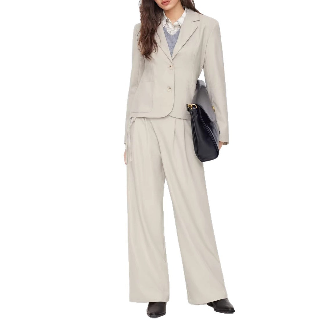 Damen Weite Nadelstreifen-Hose mit Wickel-Taille Shop Nory