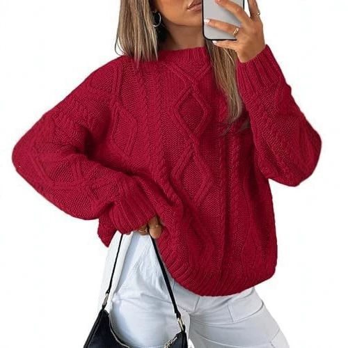 Damen Grobstrickpullover im Zopfmuster mit lässigem Oversize-Schnitt Shop Nory