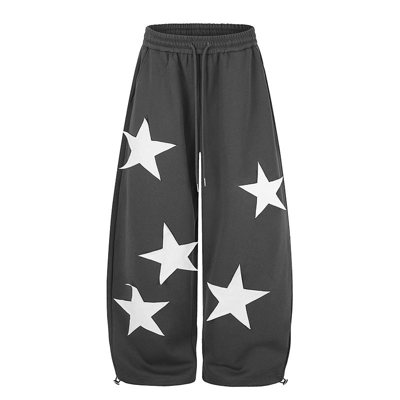 Damen weite Stern-Print Jogginghose mit Tunnelzug, Kordel und verstellbarem Saum Shop Nory