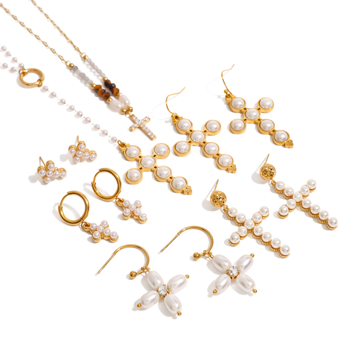 Damen Halskette mit filigranem Kreuzanhänger aus hypoallergenem Edelstahl Shop Nory