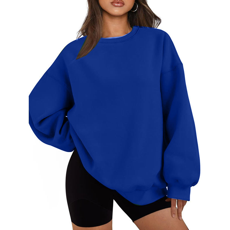 Damen nan Oversized Rundhals-Sweatshirt mit überschnittener Schulter, weichem Fleece-Innenfutter und gerippten Bündchen Shop Nory