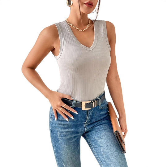 Damen Rippenmuster Tanktop Shopnory
