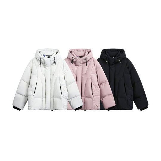 Damen weit geschnittener Steppparka mit hohem Kragen, Kapuze und Cargo-Taschen Shop Nory