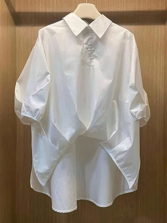 Damen Oversize-Bluse mit dramatischem Drapé-Rücken und Puffärmeln Shop Nory
