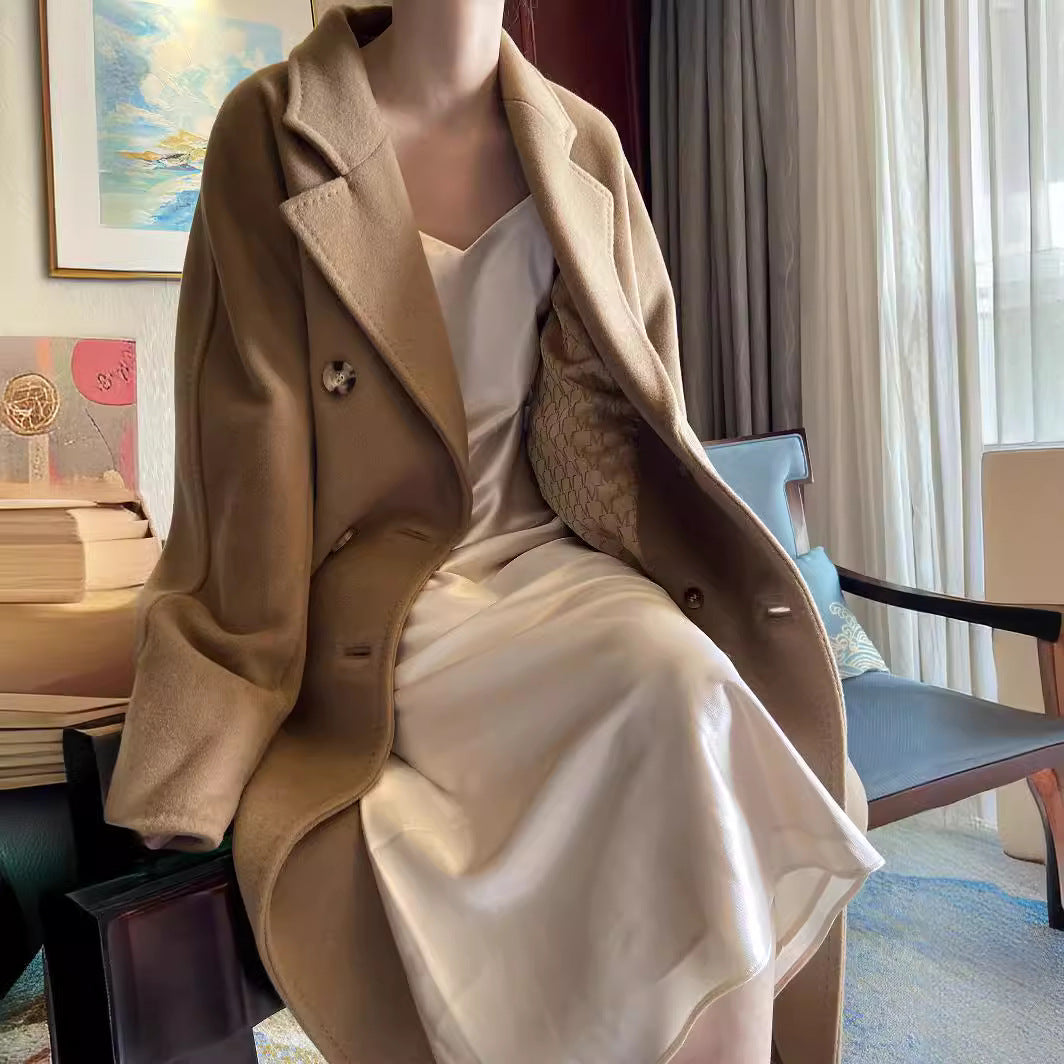 Damen Eleganter Doppeltbreasted Wollmantel Shop Nory