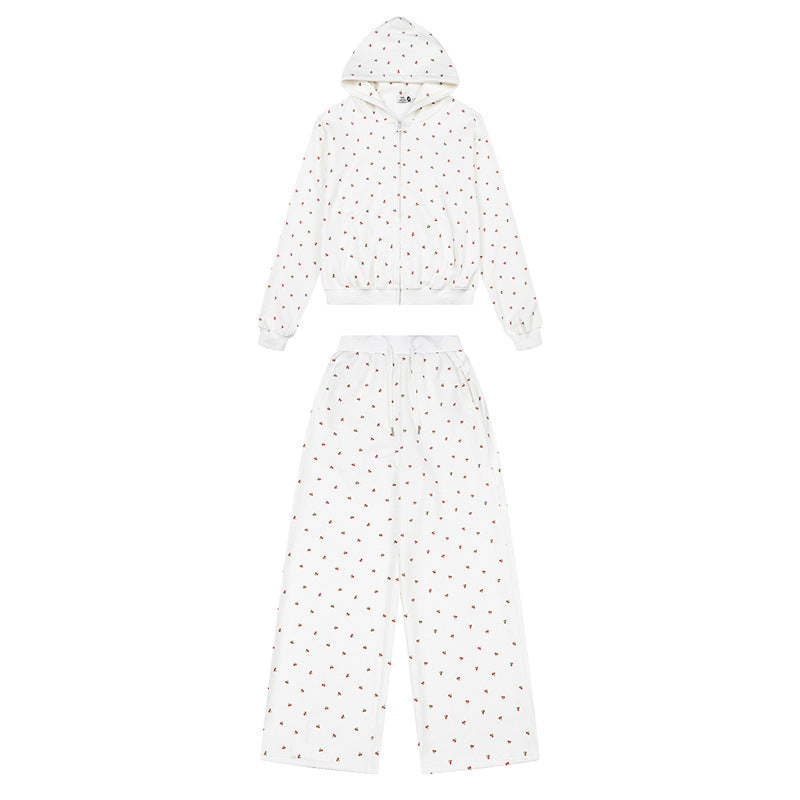 Damen Zweiteiliges Lounge-Set mit Kapuzen-Zipjacke und weiter Schlafhose Shop Nory