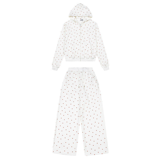 Damen Zweiteiliges Lounge-Set mit Kapuzen-Zipjacke und weiter Schlafhose Shop Nory