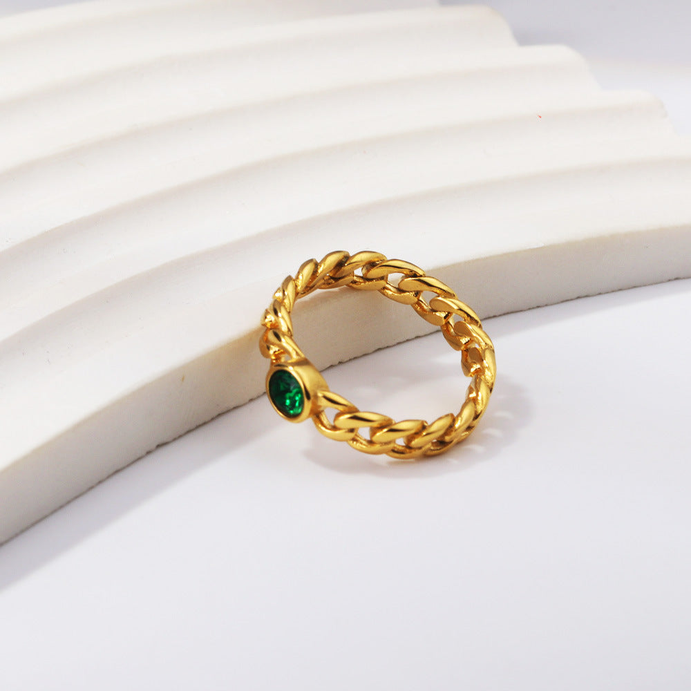 Damen Zierlicher Ring mit funkelndem Zirkonia und hochwertiger goldplattierter Edelstahl-Oberfläche Shop Nory