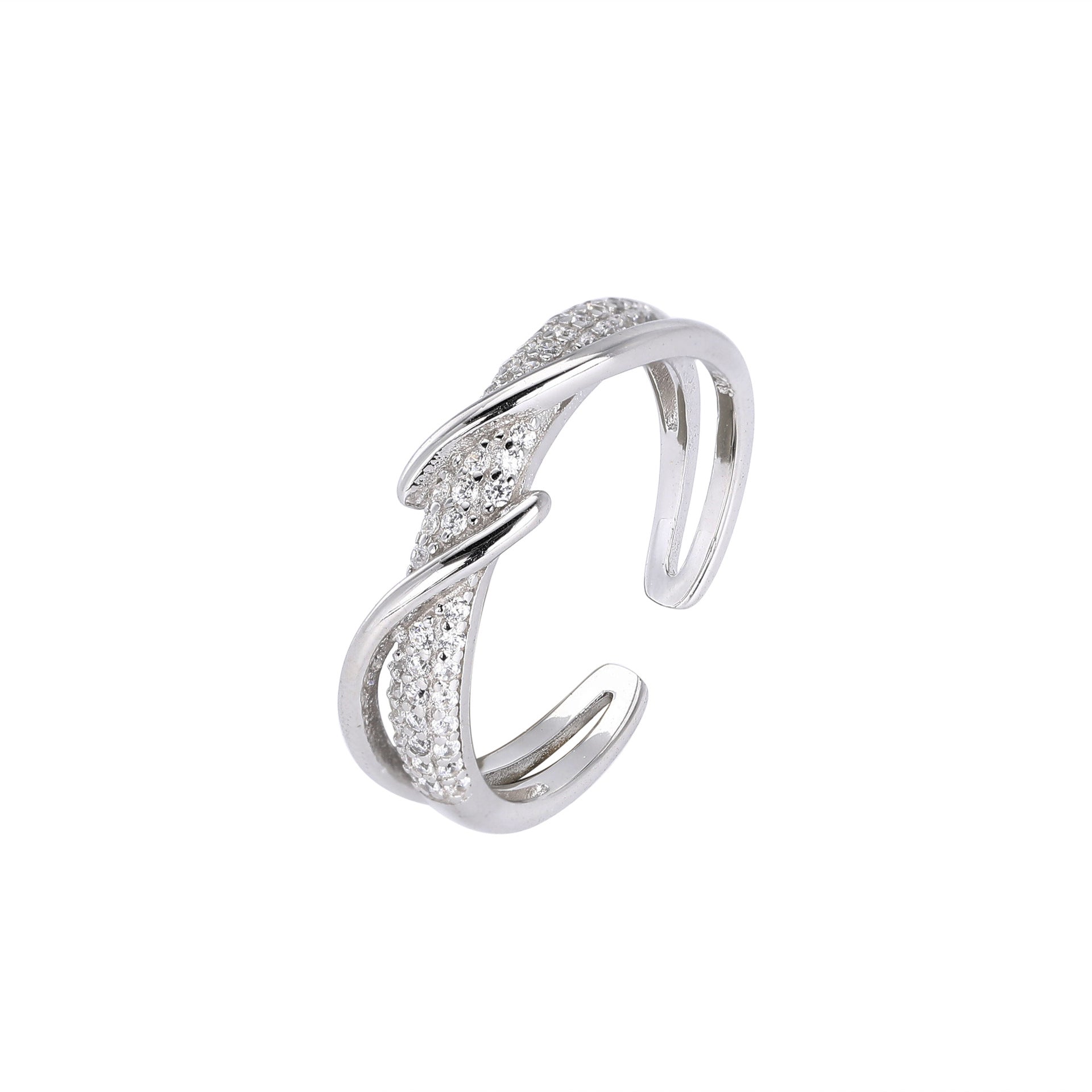 Damen Ring mit geschwungenem Design und funkelndem Zirkonbesatz Shop Nory