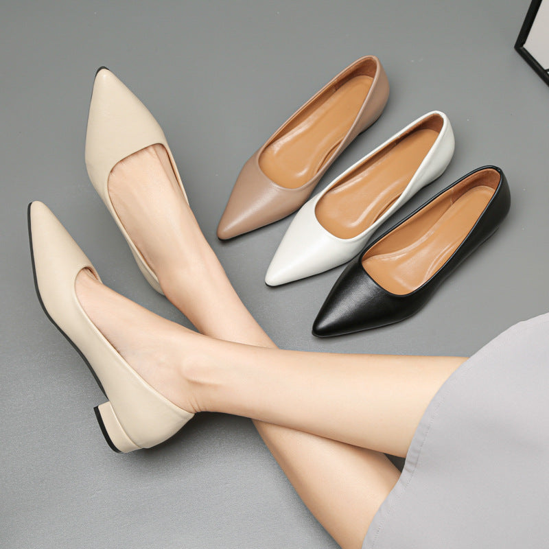 Damen klassische Ballerinas mit elegantem spitzen Design und bequemem Blockabsatz