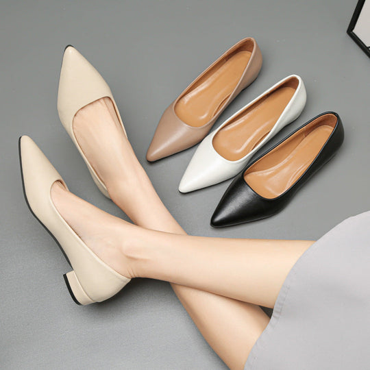Damen klassische Ballerinas mit elegantem spitzen Design und bequemem Blockabsatz