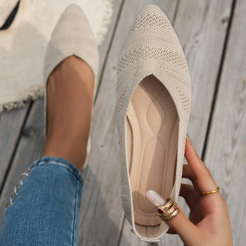 Damen elegante Ballerinas mit atmungsaktivem Strickdesign