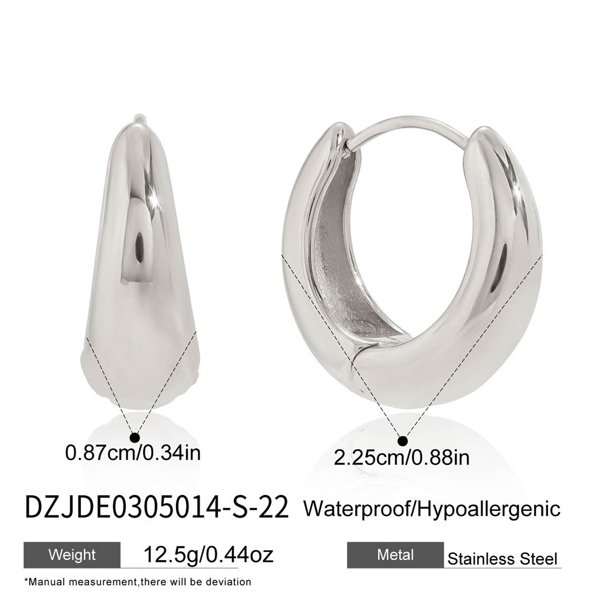 Damen moderne Creolen Ohrringe aus hypoallergenem Edelstahl Shop Nory