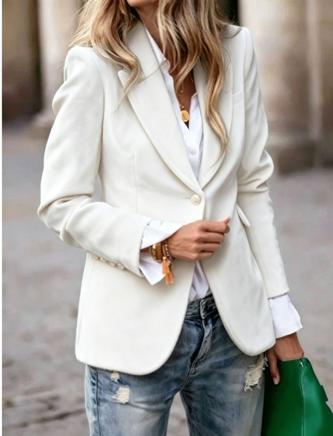 Damen Eleganter taillierter Samtblazer mit Notch-Revers und Single-Button Shop Nory