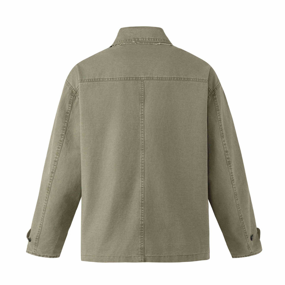 Unisex Robuste Canvas-Workwear‑Blouson mit doppelter Knopfreihe, aufgesetzten Fronttaschen und verstärkten Ärmeln Shop Nory