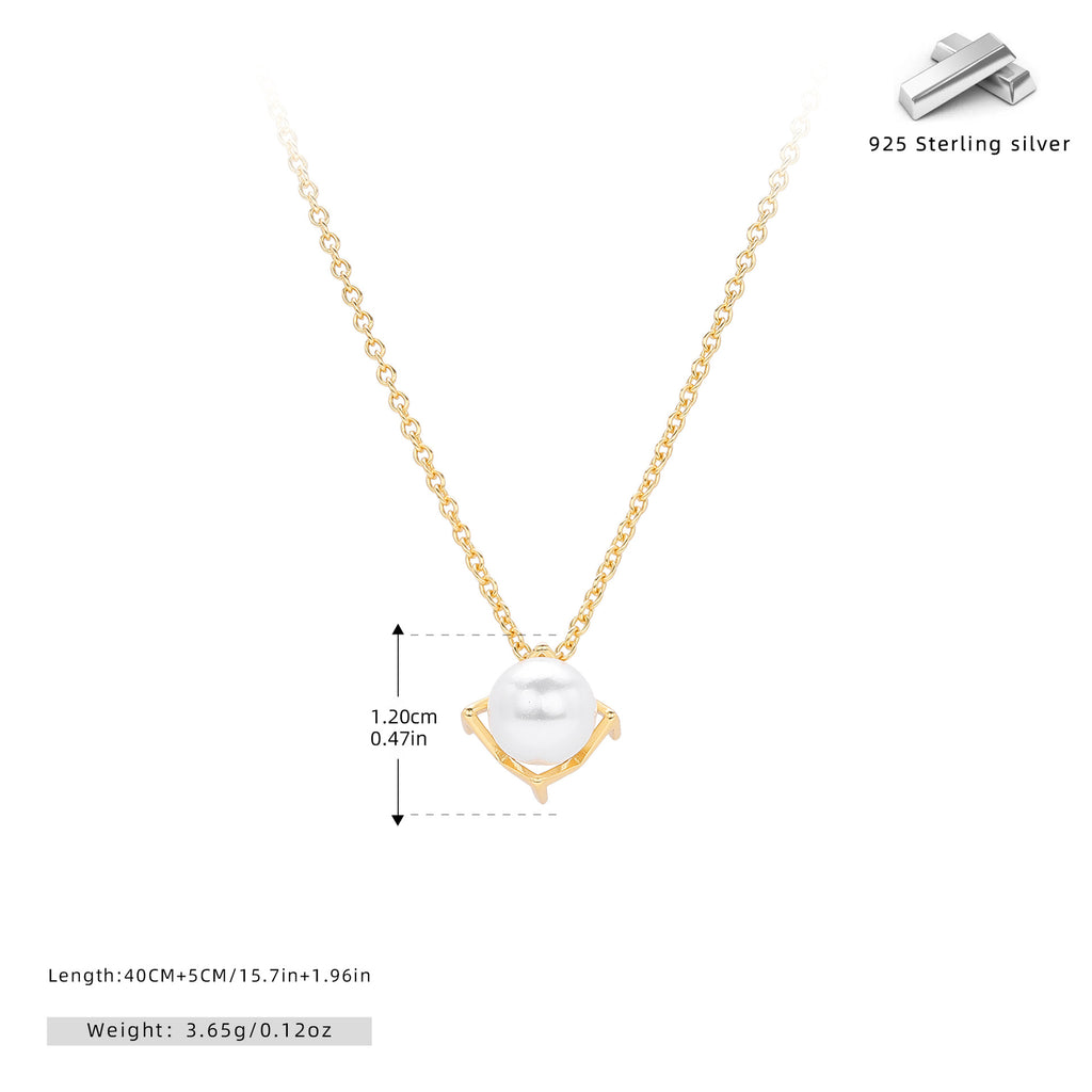 Damen Halskette mit hochwertigem Perlenanhänger aus 925 Sterling Silber Shop Nory