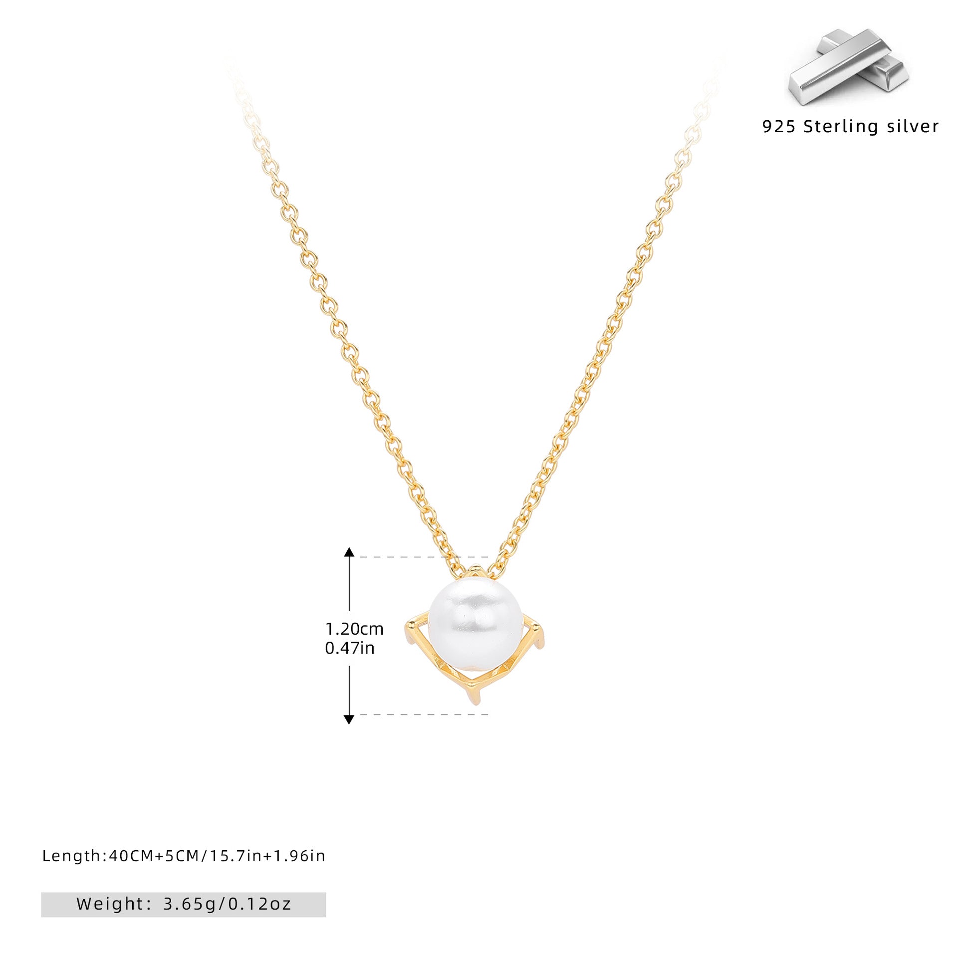Damen Halskette mit hochwertigem Perlenanhänger aus 925 Sterling Silber Shop Nory