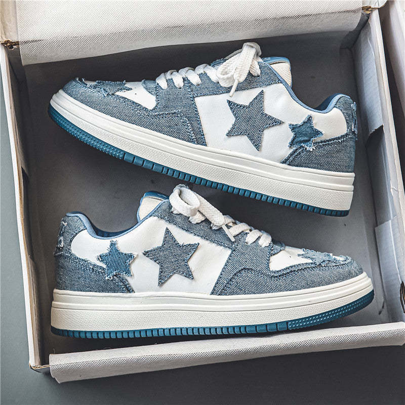 Damen modische Sneakers mit gesticktem Sternendesign und lässigem Look