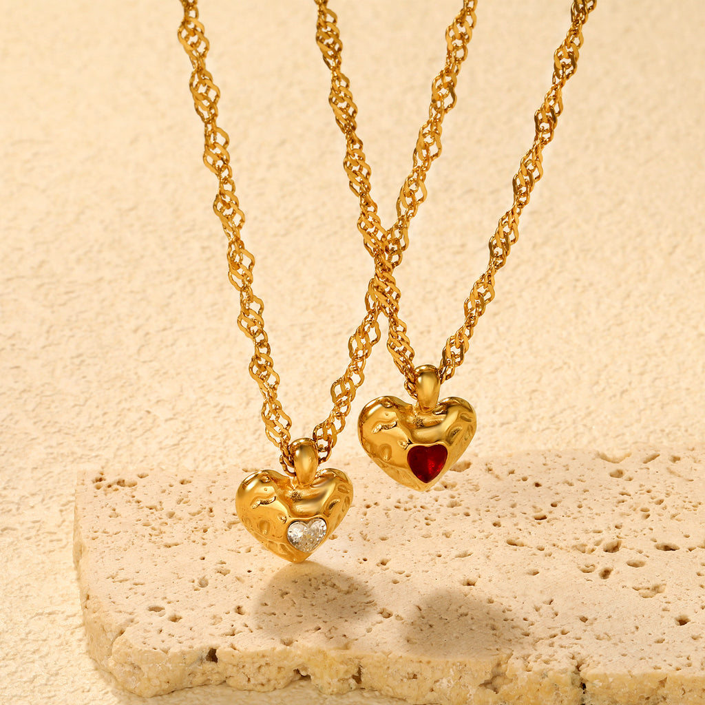 Damen Halskette mit herzförmigem Anhänger aus hochwertigem Edelstahl mit funkelndem Zirkonia Shop Nory