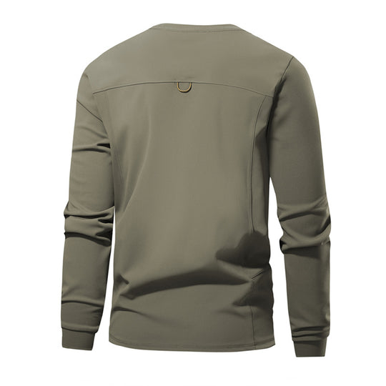 Herren Atmungsaktives Langarm-Technikshirt mit Rundhals und seitlicher Utility-Tasche Shop Nory