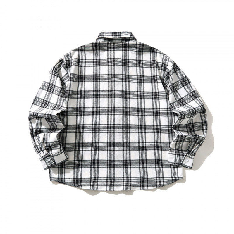 Unisex Oversize kariertes Flanell-Overshirt mit Hemdkragen und Brusttasche Shop Nory
